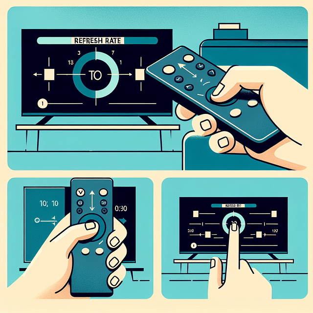 hand adjusting the refresh rate setting on a TV