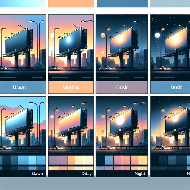 digital billboard in different lighting conditions