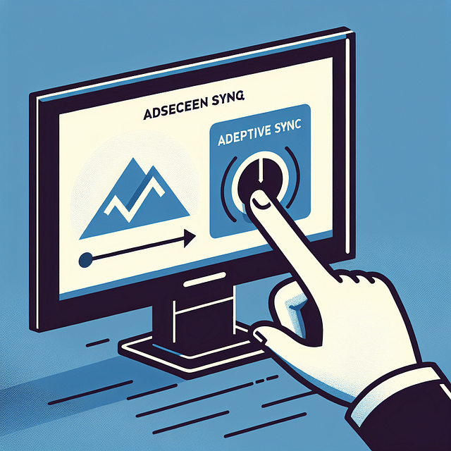 hand pressing monitor button to access on-screen display menu for Adaptive Sync