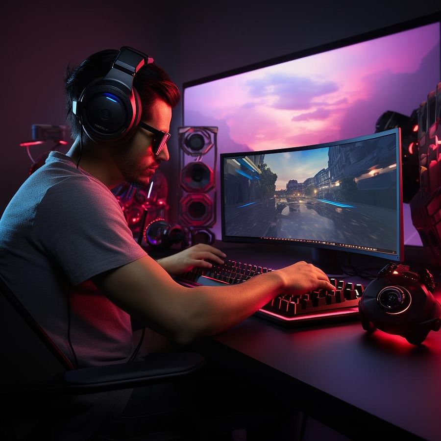 Gamer immersed in a smooth gaming experience thanks to an optimized refresh rate