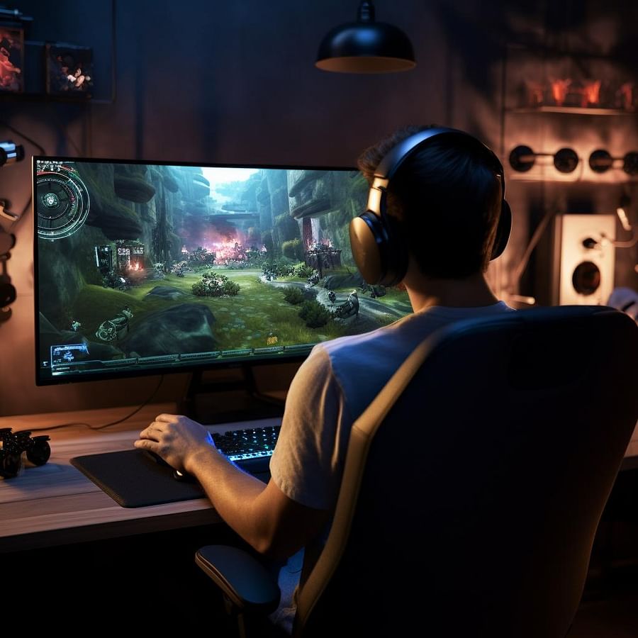 A gamer enjoying a smooth gaming experience thanks to an optimized HDMI refresh rate