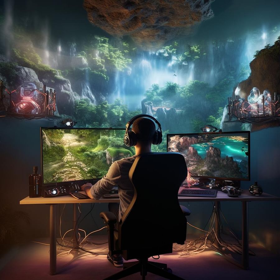 A gamer immersed in a high-refresh-rate gaming experience